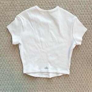 Alo cropped ribbed tee off-white